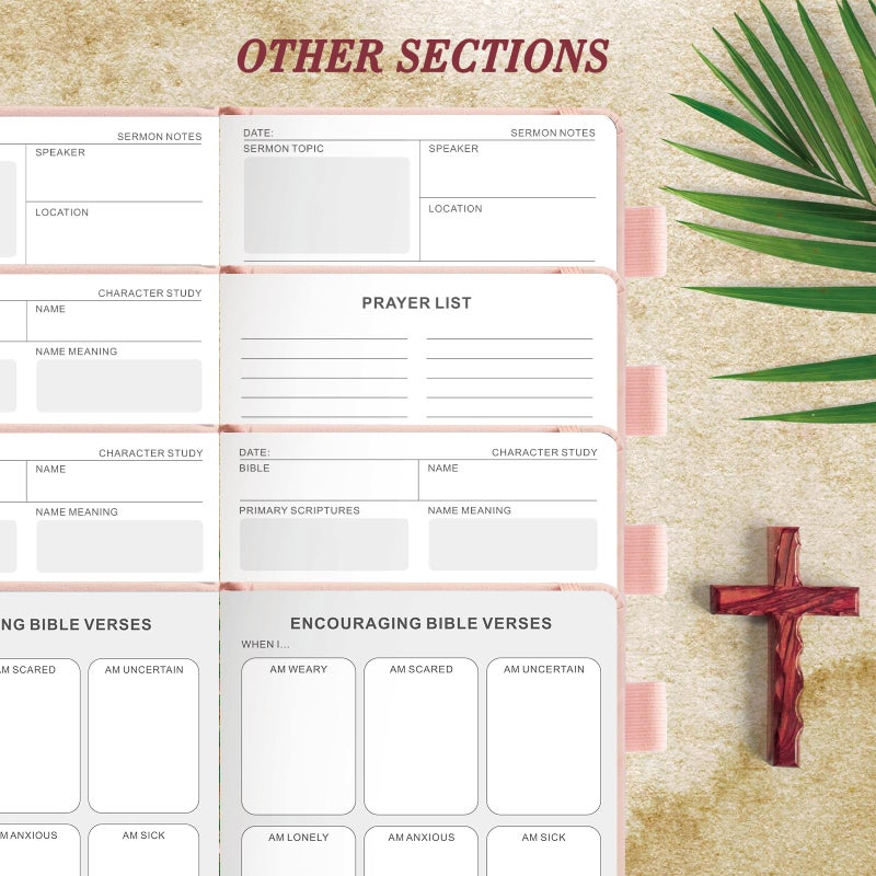 JUBTIC Bible Study Journal - Prayer Journal for Woman Church Notes Notebook - Sermon/Scripture/Bible Notebooks for Note Taking Christian Gifts for Graduation  Baptism & Church (5.6 * 8.5"") Pink - Image 4